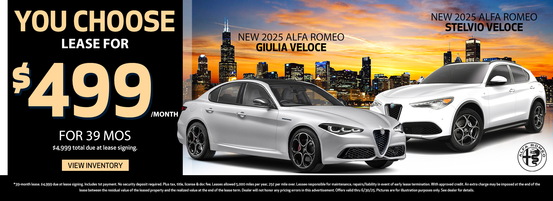 New 2025 Alfa Romeo Giulia Veloce & New 2025 Alfa Romeo Stelvio Veloce Offer